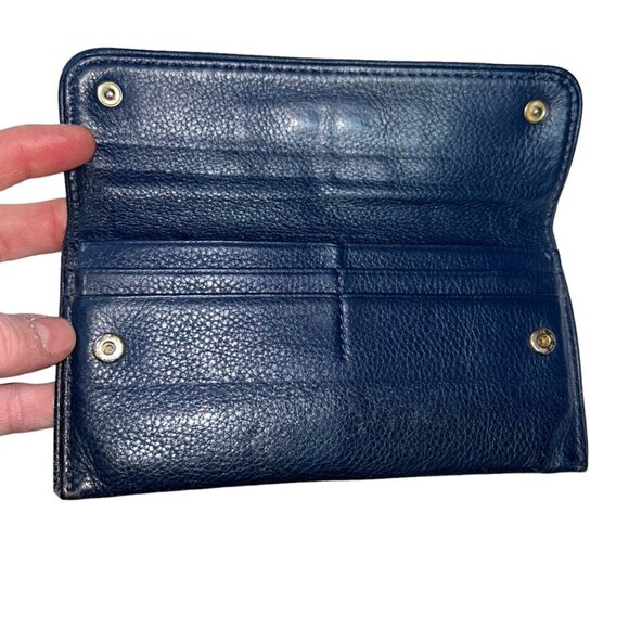 michael kors blue leather bifold checkbook wallet - Picture 3 of 6